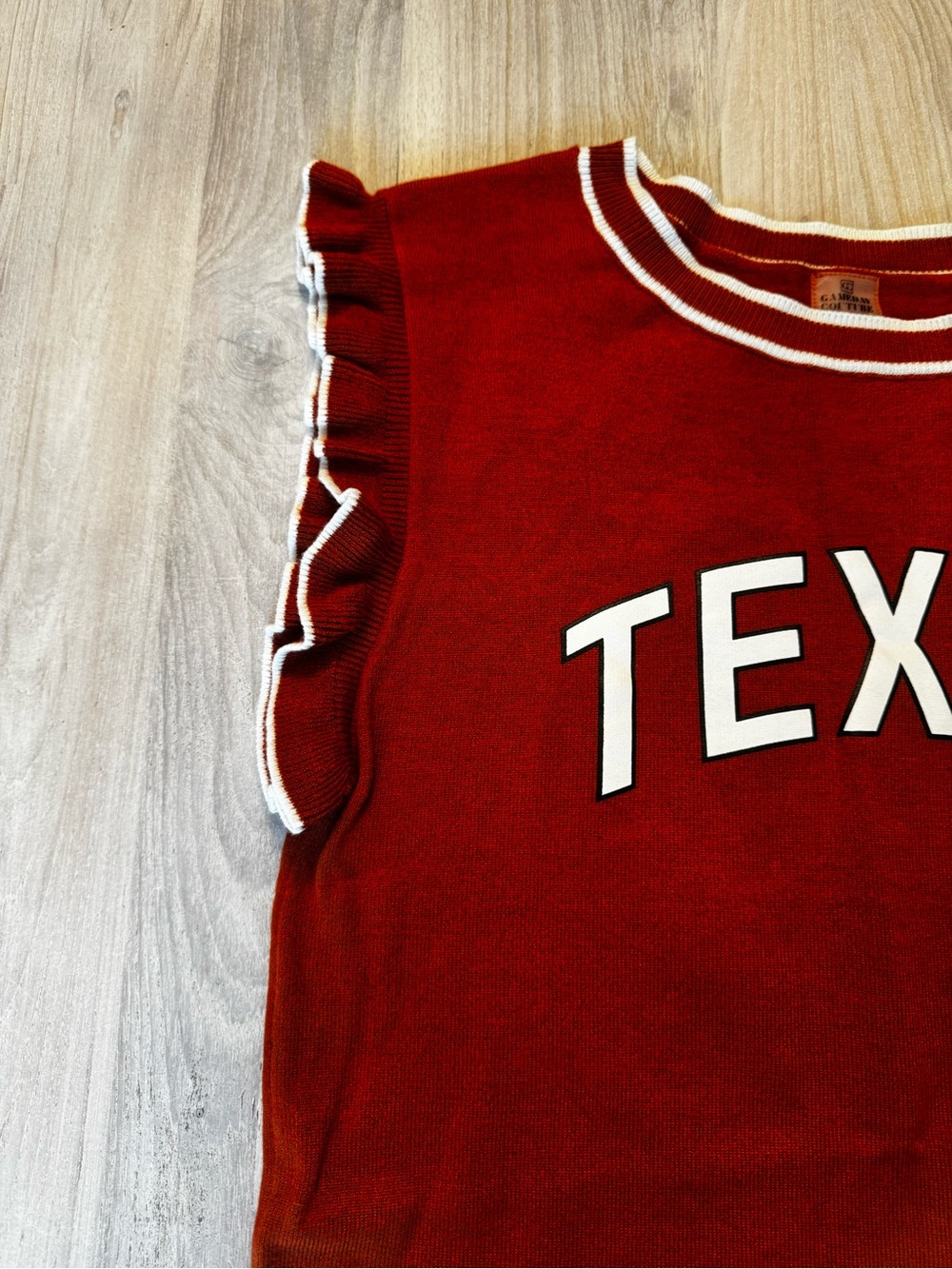University of Texas Ruffle Sleeve Knit Tank - Rust - Picture 3 of 9